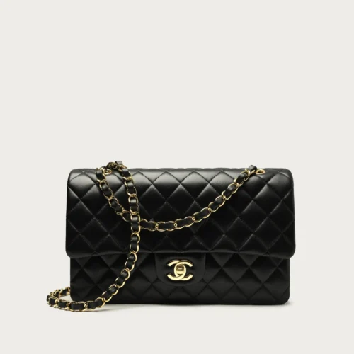 7 CHANEL CF CLASSIC 11.12 lambskin handbag black