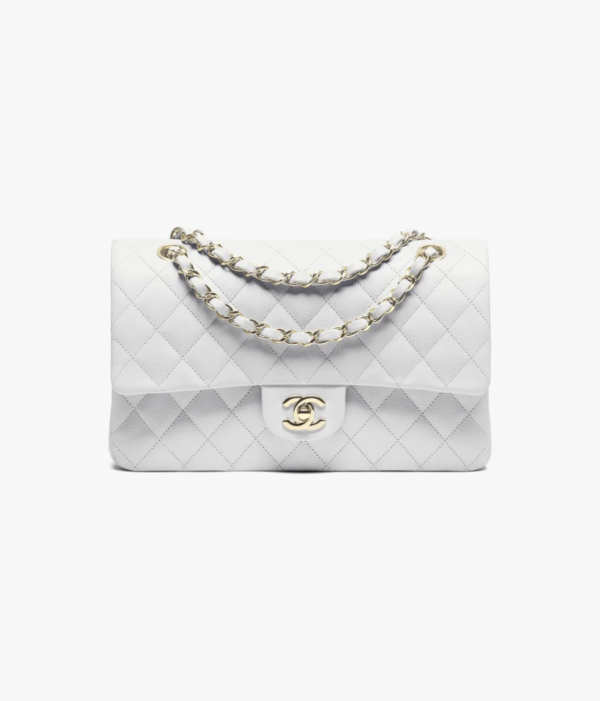 A CHANEL CF CLASSIC 11.12 Lambskin Handbag White