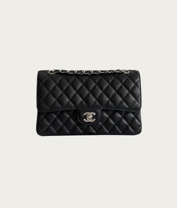 Chanel CF Classic 11.12 Handbag Grained Calfskin Silver buckle