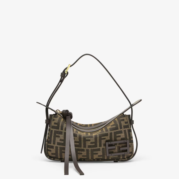 Simply Fendi  Brown FF jacquard fabric mini bag