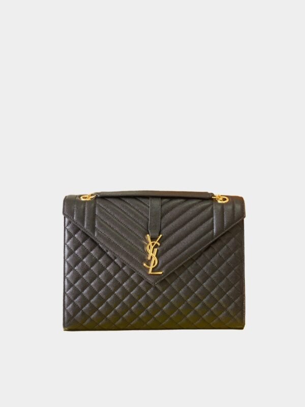 YSL ENVELOPE IN QUILTED GRAIN DE POUDRE EMBOSSED LEATHER BAG