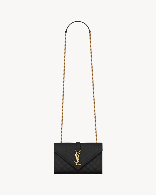 YSL ENVELOPE IN QUILTED GRAIN DE POUDRE EMBOSSED LEATHER BAG