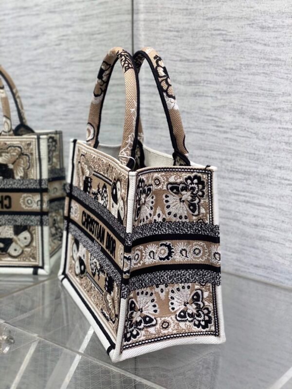 Small Dior Book Tote Bag Floral Butterfly Pattern