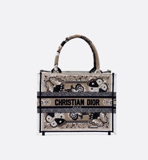 Small Dior Book Tote Bag Floral Butterfly Pattern