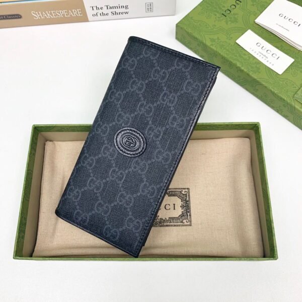 GUCCI Interlocking Double G Long Wallet GG Supreme Canvas 672947