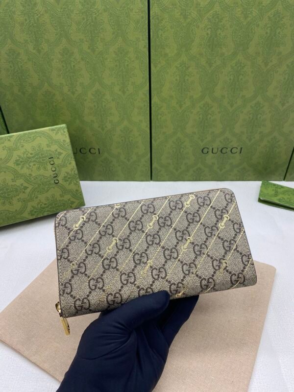 GUCCI Gucci Long Wallet Beige 774331 Horsebit Print Zip Wallet