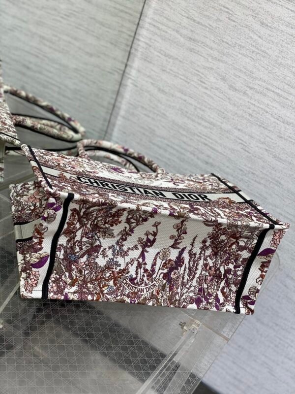 Dior Book Medium Tote Bag Heliotrope Embroidery