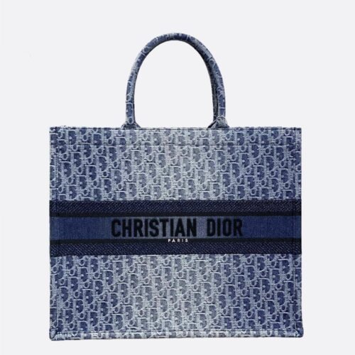 Large Dior Book Tote Denim blue