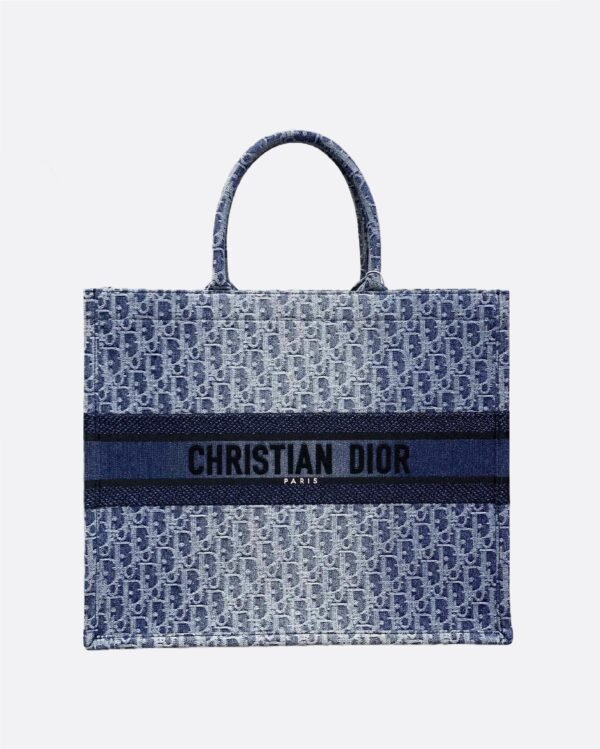 Large Dior Book Tote Denim blue