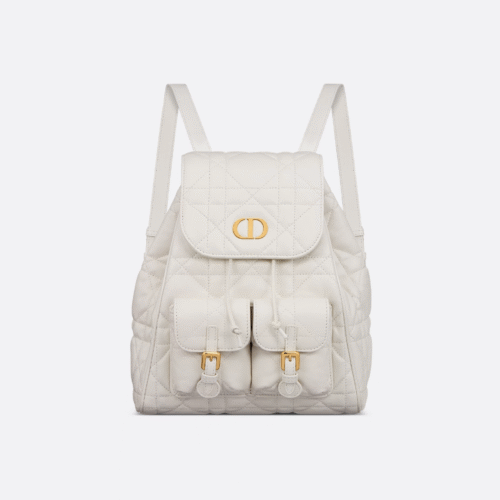 Medium Dior Caro Backpack White