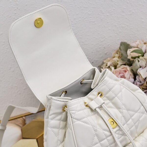 Medium Dior Caro Backpack White