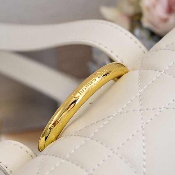 Medium Dior Caro Backpack White