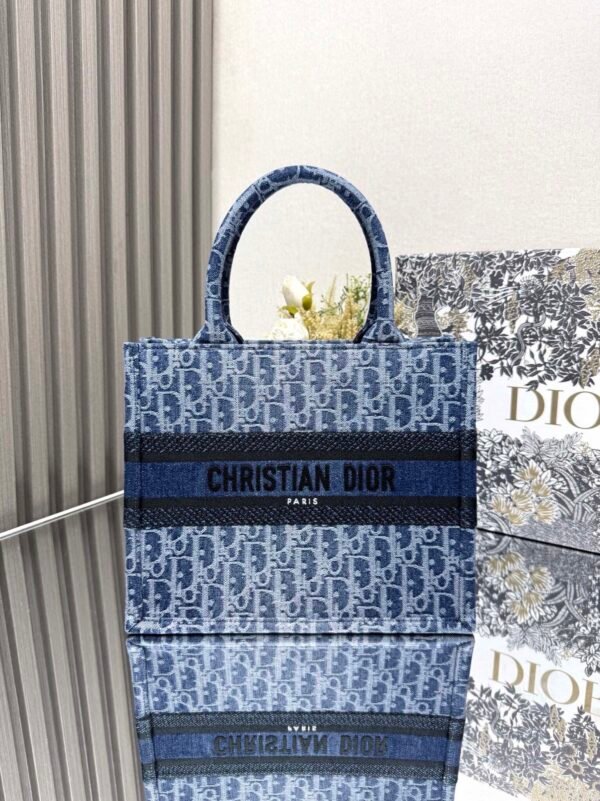 Small Dior Book Tote Denim blue