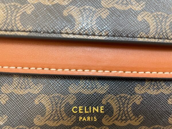 Celine Wallet on strap in Triomphe Canvas and Smooth Lambskin
