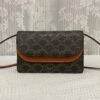 Celine Wallet on strap in Triomphe Canvas and Smooth Lambskin