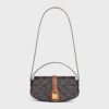 CELINE CLUTCH ON STRAP TABOU IN TRIOMPHE CANVAS AND CALFSKIN - TAN