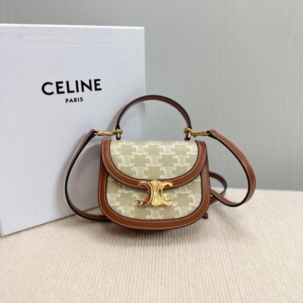 CELINE MINI BESACE CLEA in Triomphe canvas and calfskin