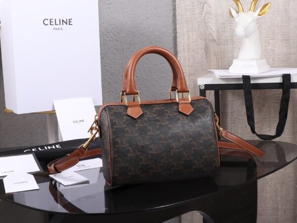 Celine SMALL BOSTON IN Triomphe Canvas and calfskin