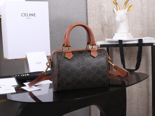 Celine SMALL BOSTON IN Triomphe Canvas and calfskin