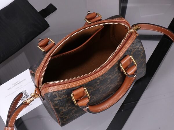 Celine SMALL BOSTON IN Triomphe Canvas and calfskin
