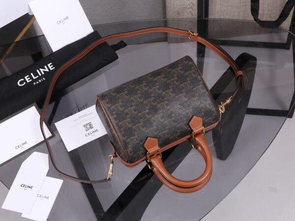 Celine SMALL BOSTON IN Triomphe Canvas and calfskin