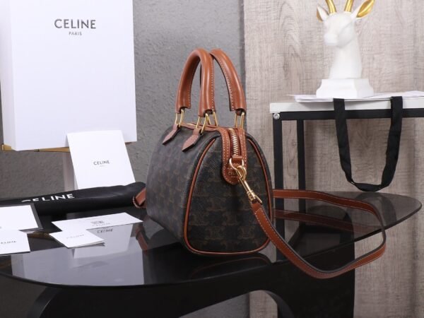 Celine SMALL BOSTON IN Triomphe Canvas and calfskin