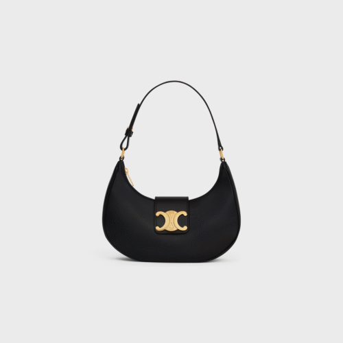 CHLINE MEDIUM AVA TRIOMPHE BAG IN BLACK smooth Calfskin