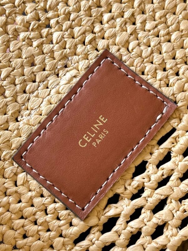 CELINE SMALL LOUISE BUCKET IN RAFFIA AND CALFSKIN