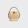 CELINE SMALL LOUISE BUCKET IN RAFFIA AND CALFSKIN