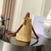 CELINE SMALL LOUISE BUCKET IN RAFFIA AND CALFSKIN