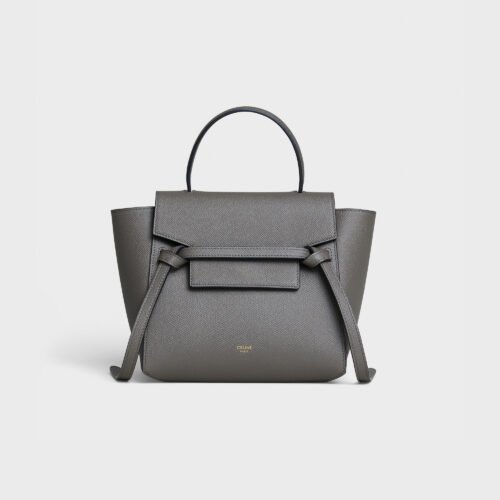 CELINE NANO BELT BAG IN GRAINED CALFSKIN - GREY