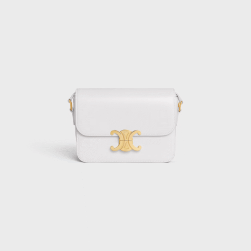 CELINE TEEN TRIOMPHE BAG IN SHINY CALFSKIN WHITE