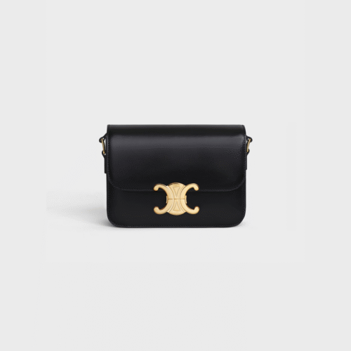 CELINE TEEN TRIOMPHE BAG IN SHINY CALFSKIN BLACK