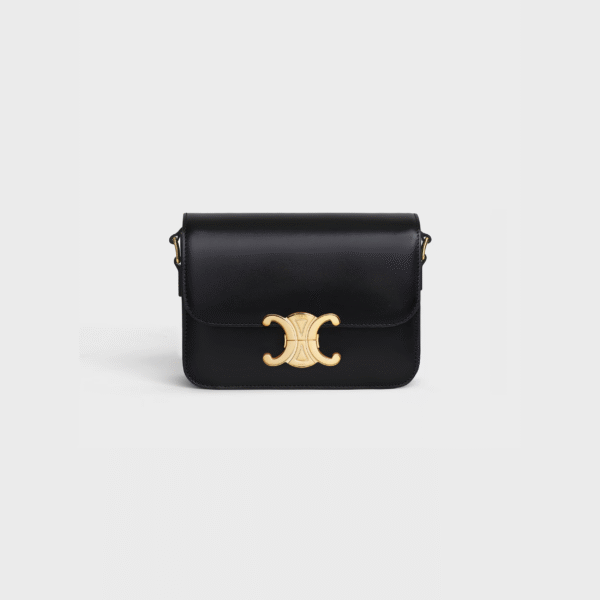 CELINE TEEN TRIOMPHE BAG IN SHINY CALFSKIN BLACK