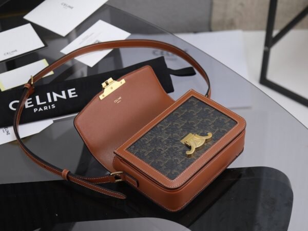 CELINE TEEN TRIOMPHE BAG IN TRIOMPHE CANVAS AND CALFSKIN