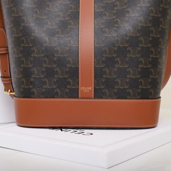 CELINE Medium Bucket IN Triomphe Canvas and calfskin