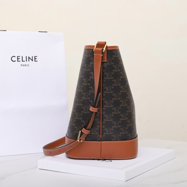 CELINE Medium Bucket IN Triomphe Canvas and calfskin