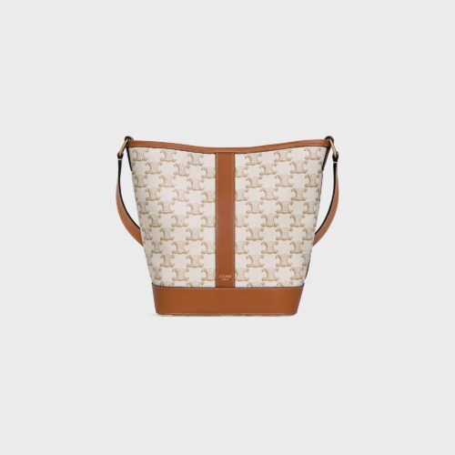 CELINE Small Bucket IN Triomphe Canvas and calfskin