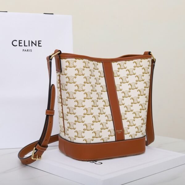 CELINE Small Bucket IN Triomphe Canvas and calfskin