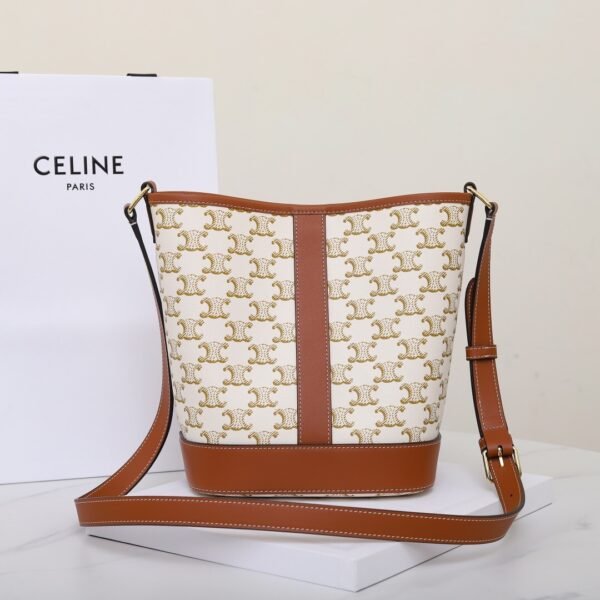 CELINE Small Bucket IN Triomphe Canvas and calfskin