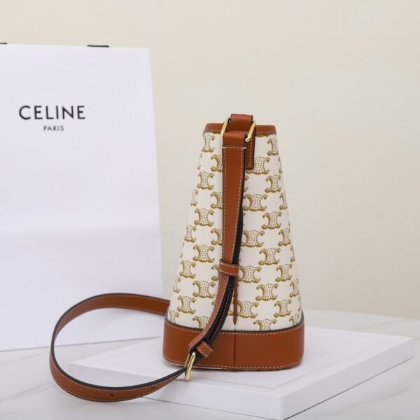 CELINE Small Bucket IN Triomphe Canvas and calfskin