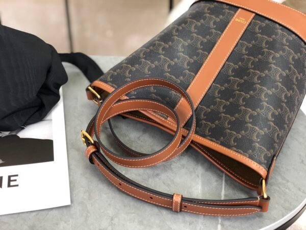CELINE Small Bucket IN Triomphe Canvas and calfskin