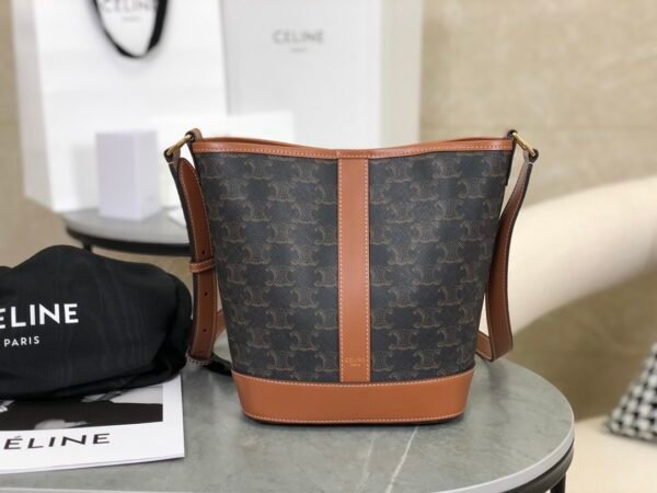 CELINE Small Bucket IN Triomphe Canvas and calfskin