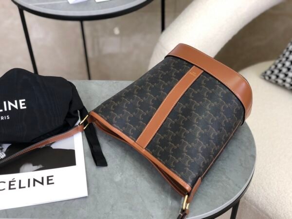 CELINE Small Bucket IN Triomphe Canvas and calfskin
