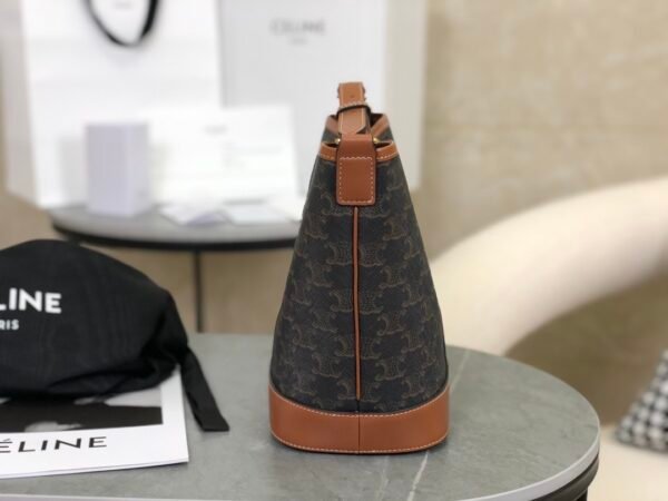 CELINE Small Bucket IN Triomphe Canvas and calfskin