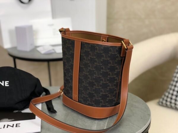 CELINE Small Bucket IN Triomphe Canvas and calfskin