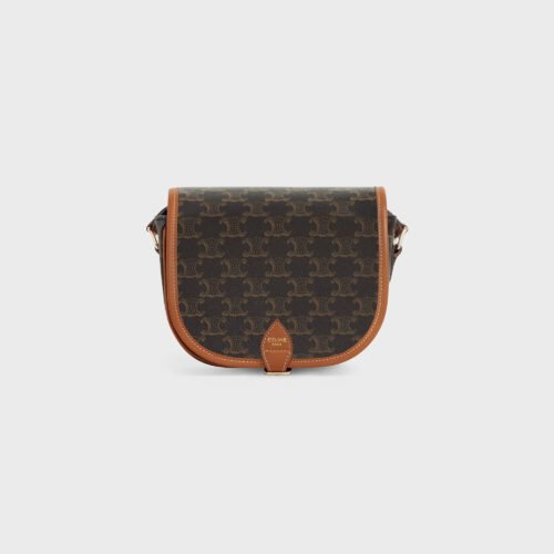 CELINE Medium Folco bag IN Triomphe Canvas and calfskin