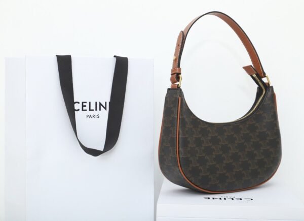 CELINE AVA BAG IN TRIOMPHE CANVAS AND CALFSKIN - TAN