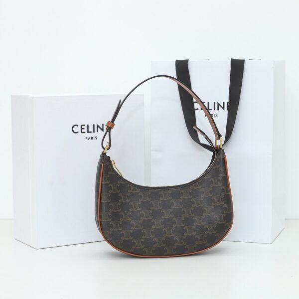 CELINE AVA BAG IN TRIOMPHE CANVAS AND CALFSKIN - TAN