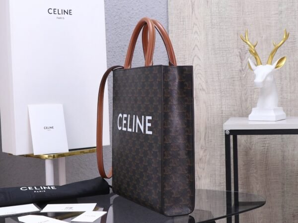 Celine Small Vertical Cabas in Triomphe Canvas with Celine Print